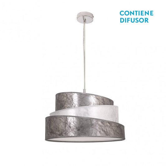 Colgante Colonia Plata/Blanco 40cm de Fabrilamp, diseño moderno y elegante para tu hogar.