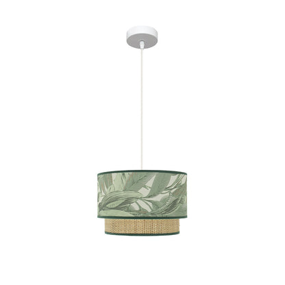 Lámpara Congo fabricada en metal y textil color blanco y verde natural
