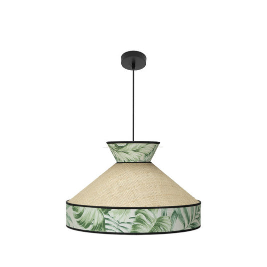 Lámpara Colgante Constantinopla 50 cm Textil Beis y Verde Fabrilamp - vista principal | Fabrilamp / Abrila