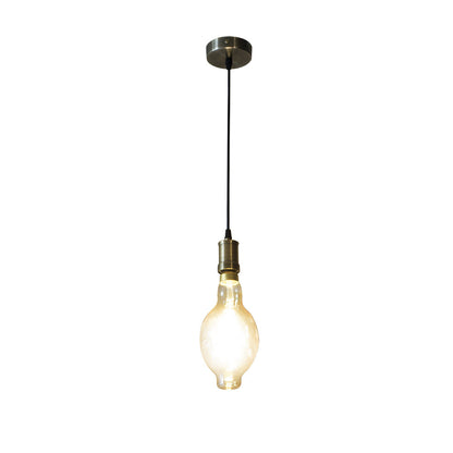 Lámpara colgante Dante fabricada en metal color cuero y cristal ámbar