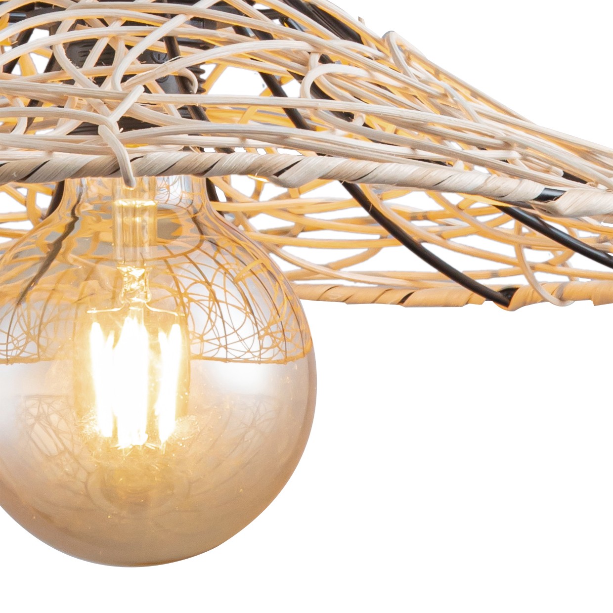 Colgante Diza Ratán Natural/Negro AJP/Alemar (Ref. 11279): Medidas detalladas. Iluminación elegante y moderna para tu hogar.  Compra ahora en luzguru.com
