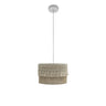 Colgante Ekaterina Fabrilamp de saco blanco con pasamanería beis, lámpara E27 para decoración interior