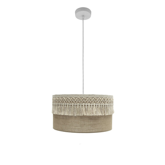 Colgante Ekaterina Fabrilamp 1xE27 Blanco Saco con Pasamanería Beis - SKU 188294001