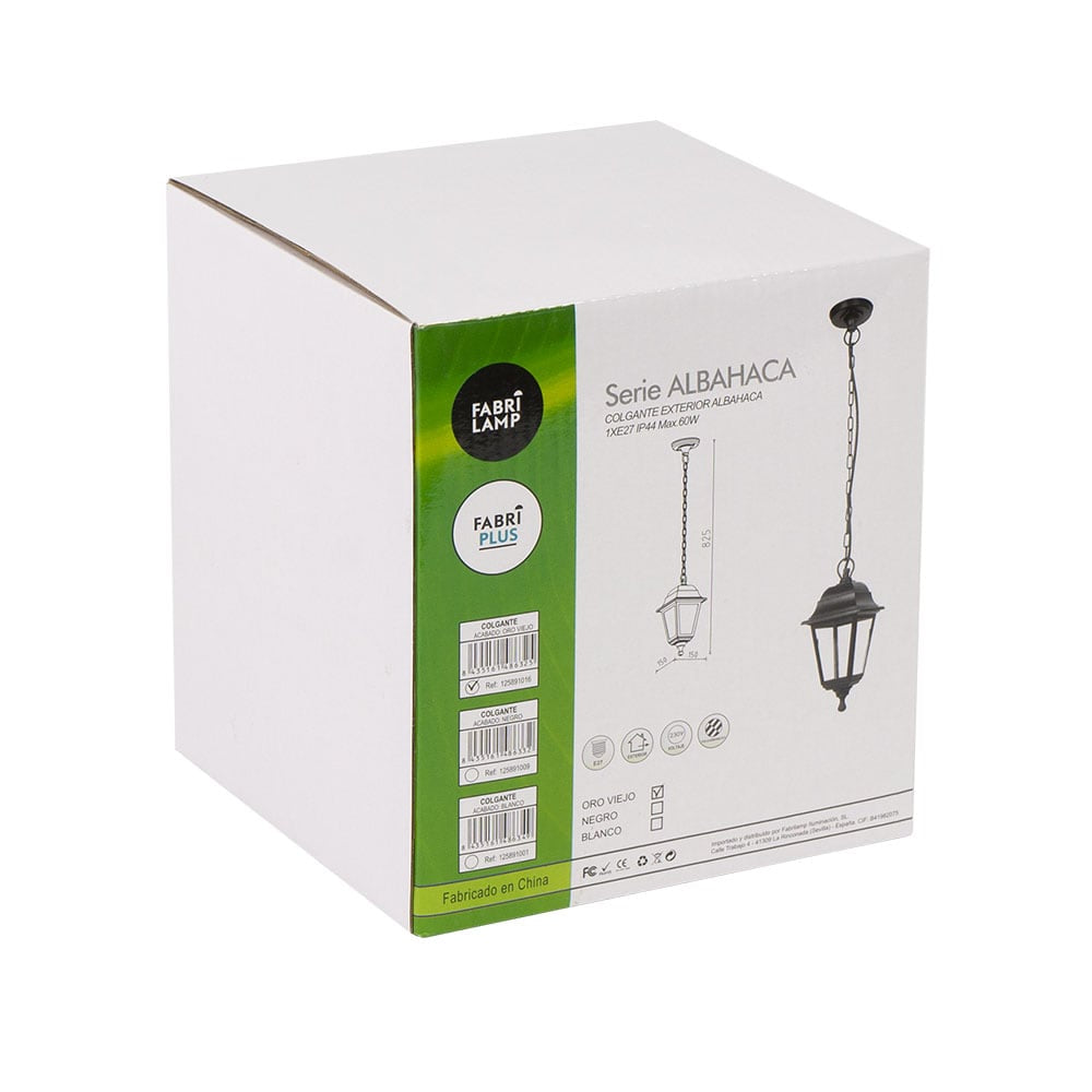 Colgante Albahaca fabricado en Policarbonato color Negro, ideal para iluminación exterior