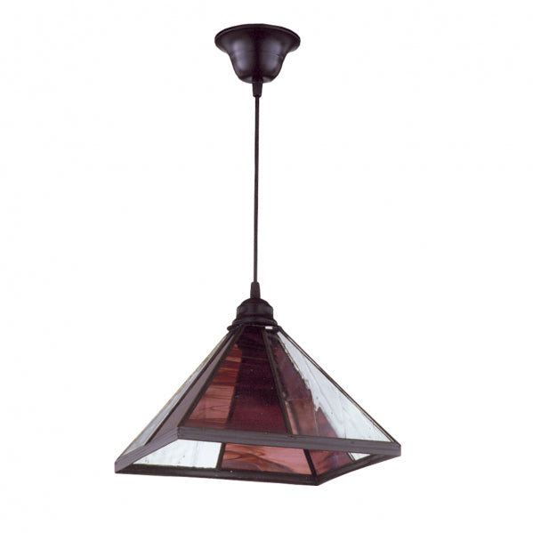 Colgante Farol Pirámide Violeta E27 de Fabrilamp/Abrila, diseño rústico y elegante para interiores.