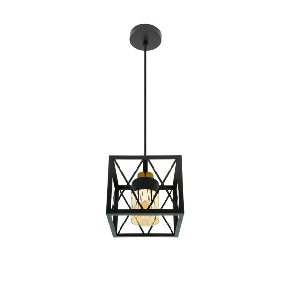 Colgante Frutti Negro de Fabrilamp, diseño moderno en metal y cristal. Ilumina tu hogar con estilo.