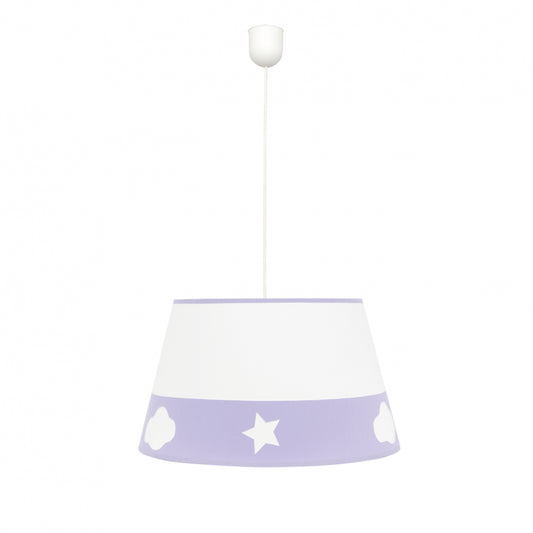 Lámpara Colgante Infantil Galaxia Lila Fabrilamp / Abrila Ref. 116393519 para habitación de niños.