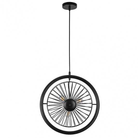 Lámpara Colgante Ganga 3xE27 Negro Metal Regulable Fabrilamp - vista principal | Fabrilamp / Abrila