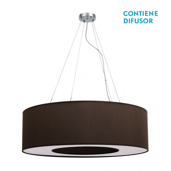 Colgante Grande Haiti 80cm Marrón/Cromo de Fabrilamp. Diseño moderno y elegante para iluminar tu salón.