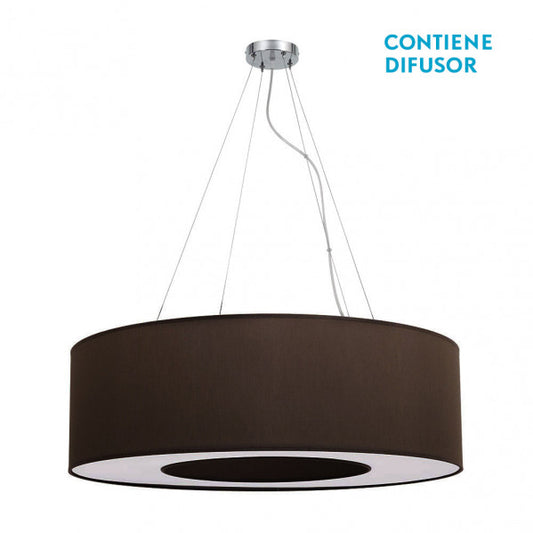 Colgante Grande Haiti 80cm Marrón/Cromo de Fabrilamp. Diseño moderno y elegante para iluminar tu salón.