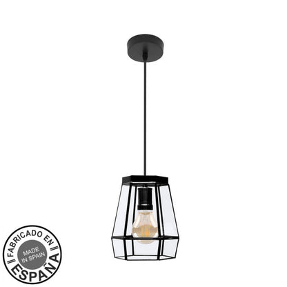 Colgante Guia Negro E27 de Fabrilamp, diseño artesanal y elegante para interiores. luzguru.com