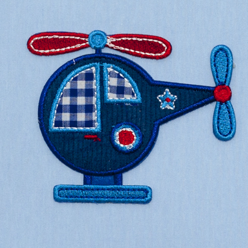 Lámpara Helicóptero infantil fabricado en Textil color Celeste