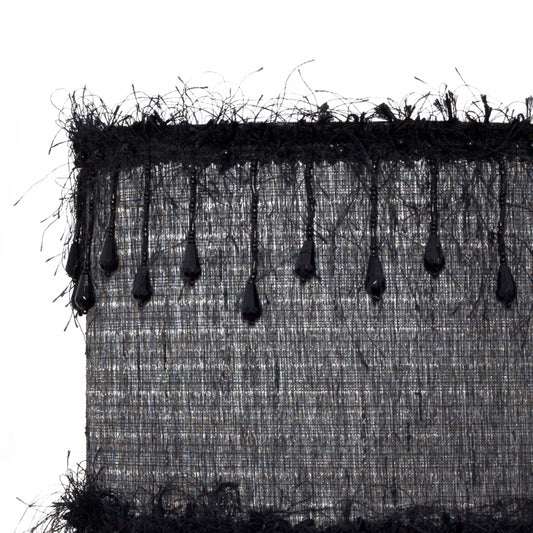 Lámpara colgante Hilos fabricada en textil color negro, estilo vintage
