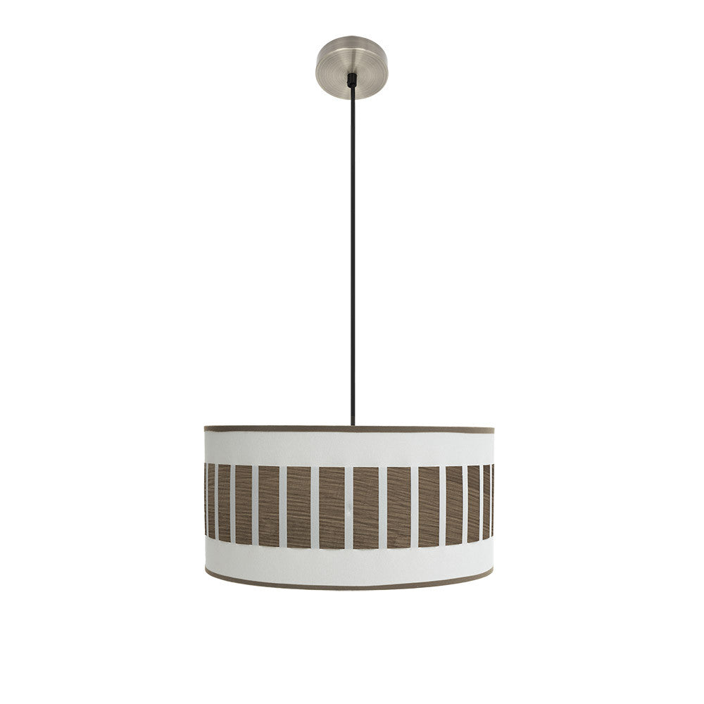 Colgante Ivanna Fabrilamp en cuero y madera oscura, lámpara moderna rústica para salón
