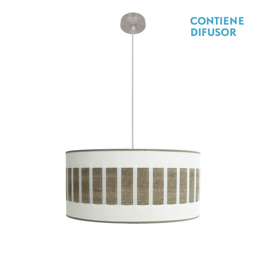 Colgante Ivanna 2xE27 Níquel/Blanco-Madera Gris Fabrilamp - Lámpara colgante moderna y rústica
