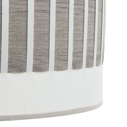 Colgante Ivanna fabricado en metal níquel con pantalla textil blanco/madera gris - Lámpara de diseño
