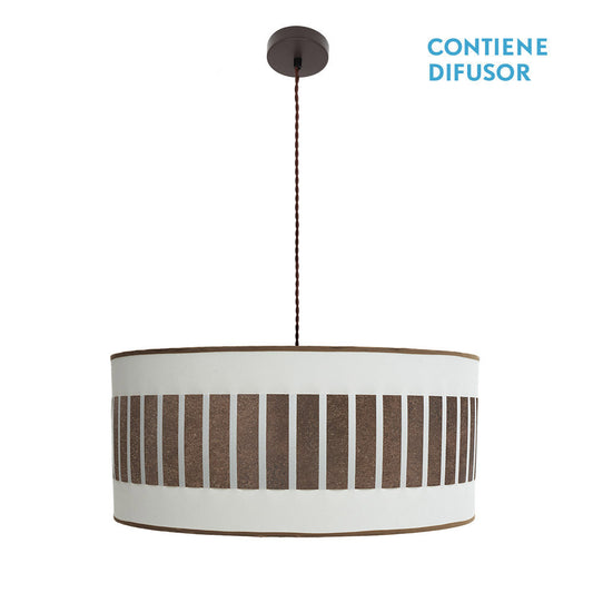Colgante Ivanna 3xE27 Marrón/Blanco Óxido Fabrilamp - Lámpara moderna rústica regulable 60cm