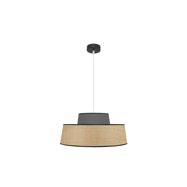 Colgante Jia Natural/Gris 50cm de Fabrilamp, vista frontal. Iluminación moderna y elegante para tu hogar.