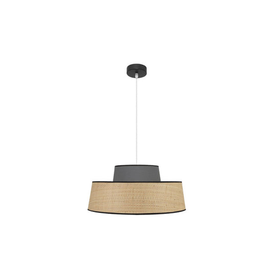 Lámpara Colgante Jia 50 cm Pantalla Textil Natural y Gris Fabrilamp - vista principal | Fabrilamp / Abrila