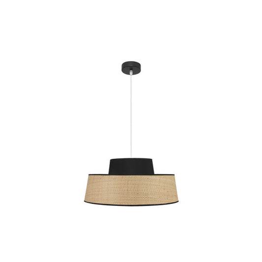 Lámpara Colgante Jia 50 cm Pantalla Textil Natural y Negro Fabrilamp - vista principal | Fabrilamp / Abrila