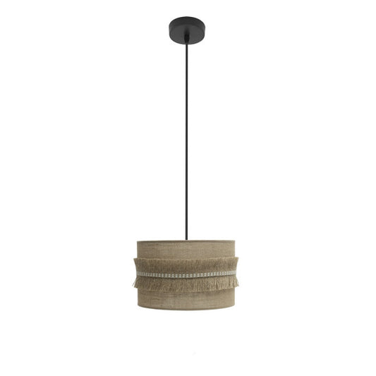 Lámpara Colgante Kala 30 cm Tela Saco con Flecos Negra Fabrilamp - vista principal | Fabrilamp / Abrila