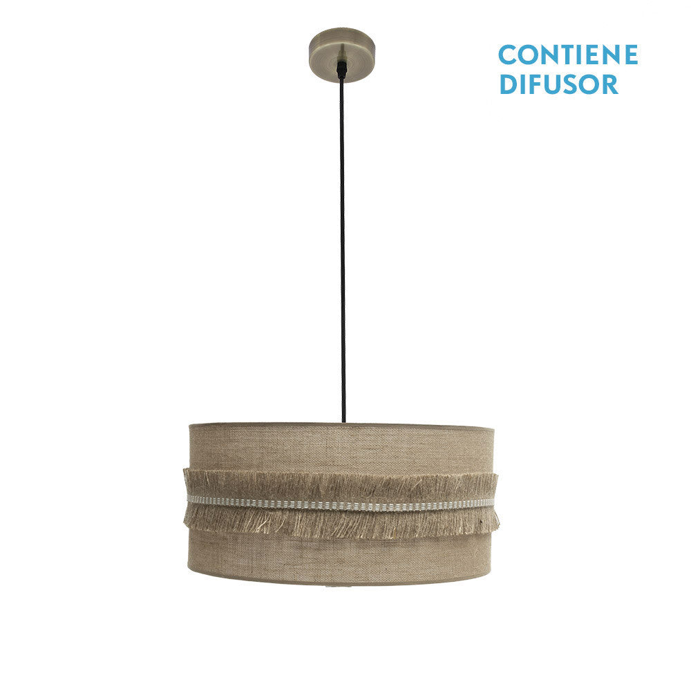 Colgante Kala 2xE27 Cuero/Saco de Fabrilamp / Abrila, SKU 186795014
