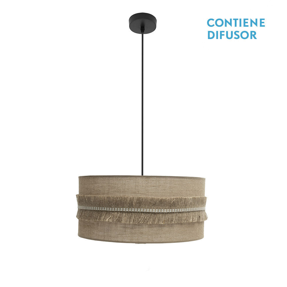 Colgante Kala 2xE27 Negro Saco con Flecos - Fabrilamp / Abrila - SKU 186795009