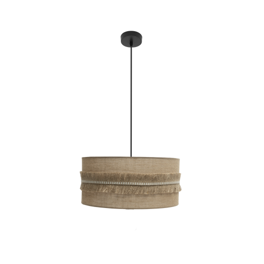 Lámpara Colgante Kala 50 cm Tela Saco y Flecos Negra Fabrilamp - vista principal | Fabrilamp / Abrila · Ref. 186795009