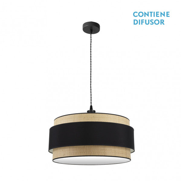 Colgante Kandy 60cm Natural/Negro de Fabrilamp. Diseño moderno y elegante para iluminar tu hogar.