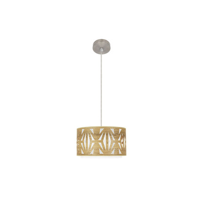 Colgante Katerina Moderno Fabrilamp / Abrila 177993085 para techo, diseño en madera clara y níquel.