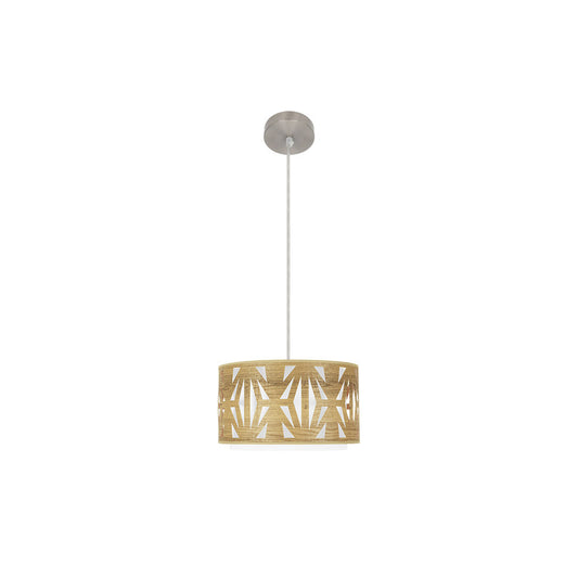 Colgante Katerina Moderno Fabrilamp / Abrila 177993085 para techo, diseño en madera clara y níquel.