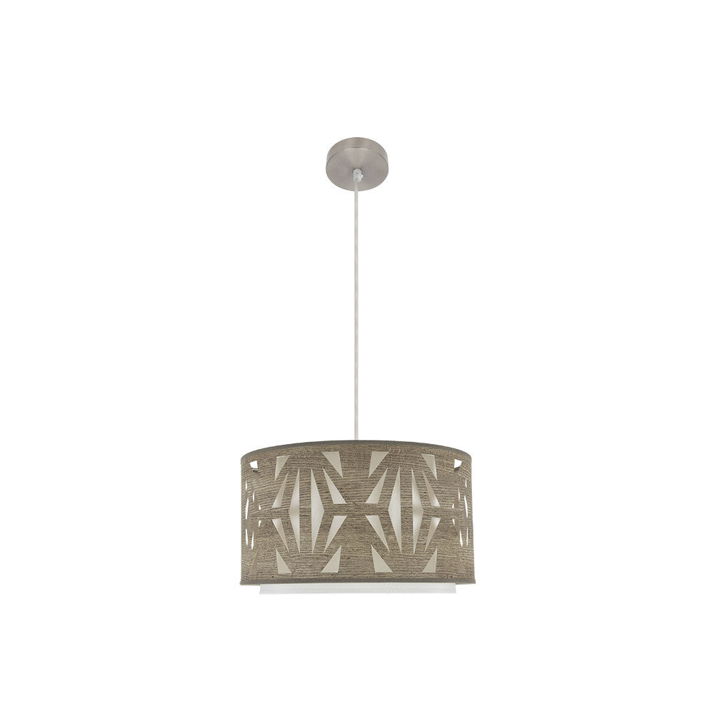 Colgante moderno Katerina Fabrilamp / Abrila níquel y madera gris, ref. 177994083