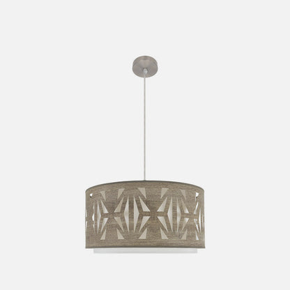 Lámpara colgante Katerina fabricada en metal color níquel y madera gris