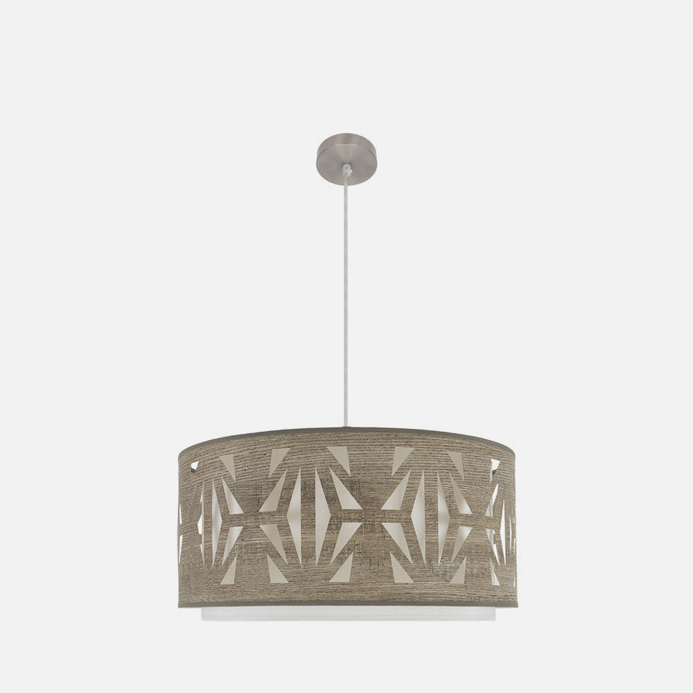 Colgante Katerina fabricado en metal color níquel y textil madera gris