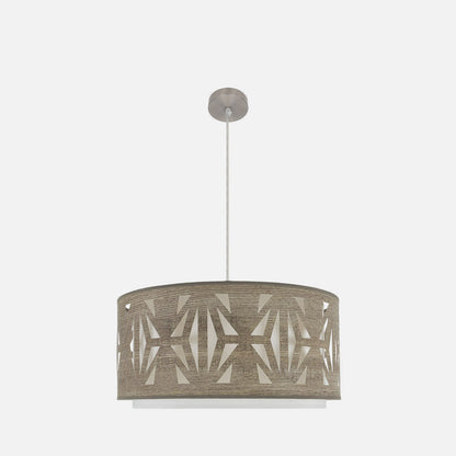 Colgante Katerina fabricado en metal color níquel y textil madera gris