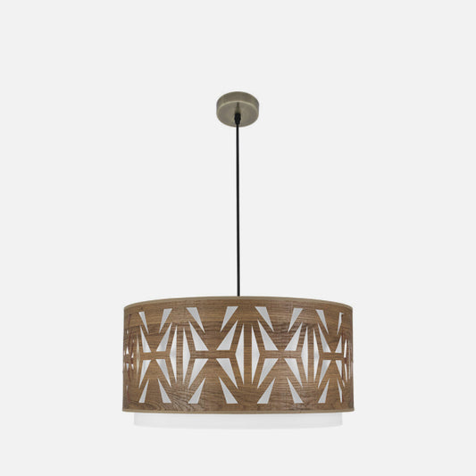 Lámpara Colgante Katerina 60 cm 3xE27 Cuero y Madera Oscura Fabrilamp - imagen 2 | Fabrilamp / Abrila