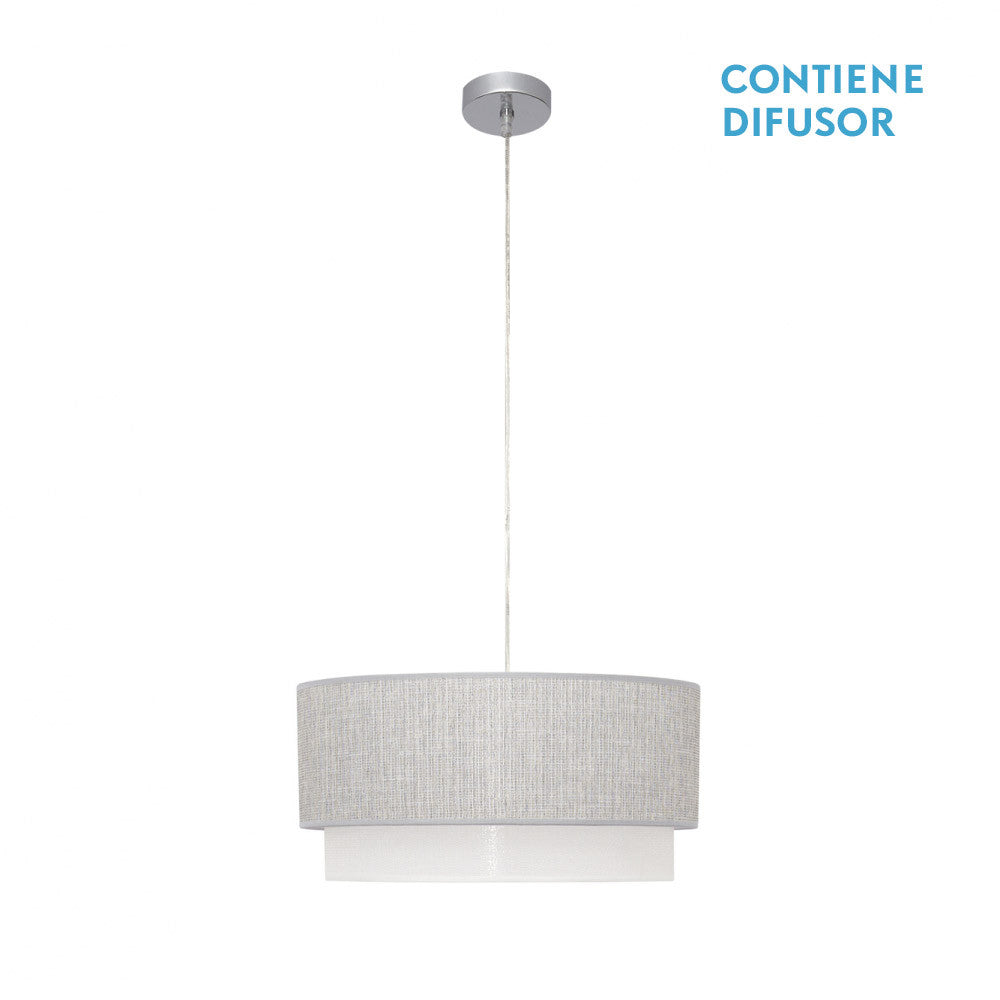 Colgante Kenya 3xE27 Fabrilamp / Abrila Nature Gris Blanco Ref. 111094028