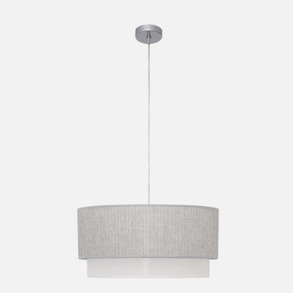 Colgante Kenya fabricado en metal y textil, color gris y blanco