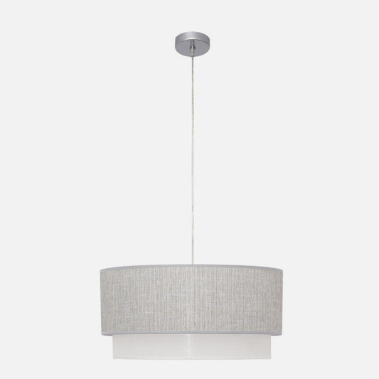 Colgante Kenya fabricado en metal y textil, color gris y blanco