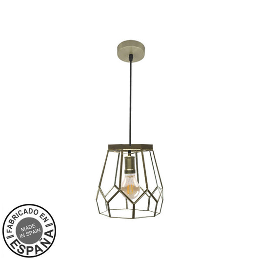 Lámpara Colgante Lente Pequeña 20 cm Metal Cuero y Cristal Fabrilamp - vista principal | Fabrilamp / Abrila