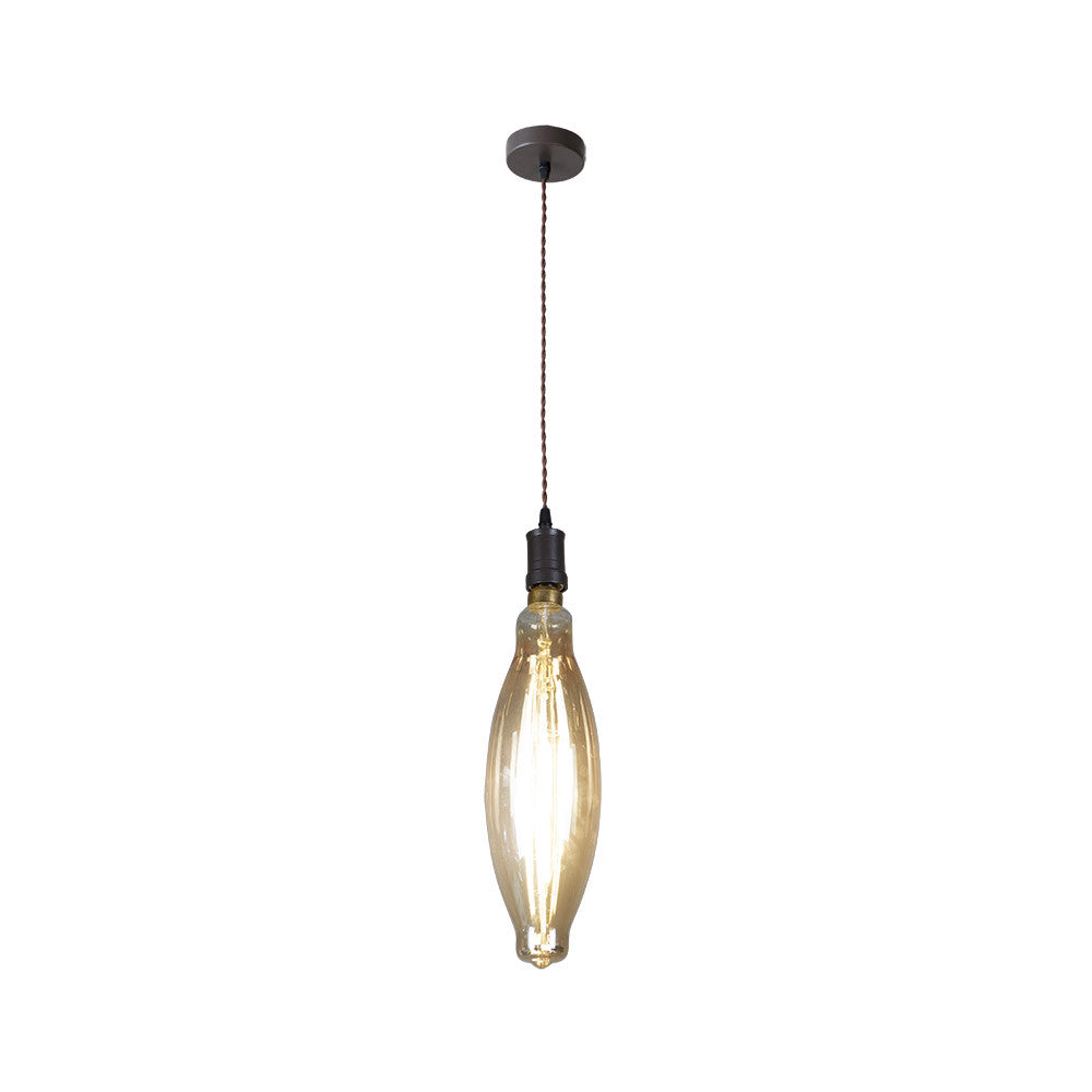 Lámpara colgante Lilia fabricada en metal color marrón y cristal ámbar