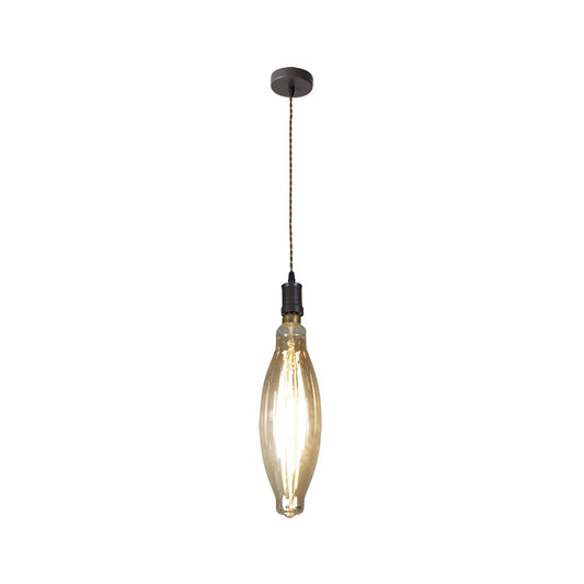 Lámpara colgante Lilia fabricada en metal color marrón y cristal ámbar