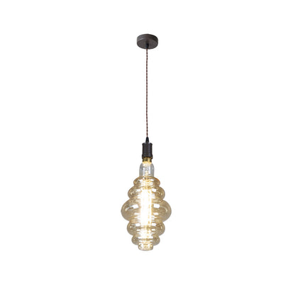 Lámpara Loreto fabricada en Metal color Marrón con detalles en Cristal Ámbar
