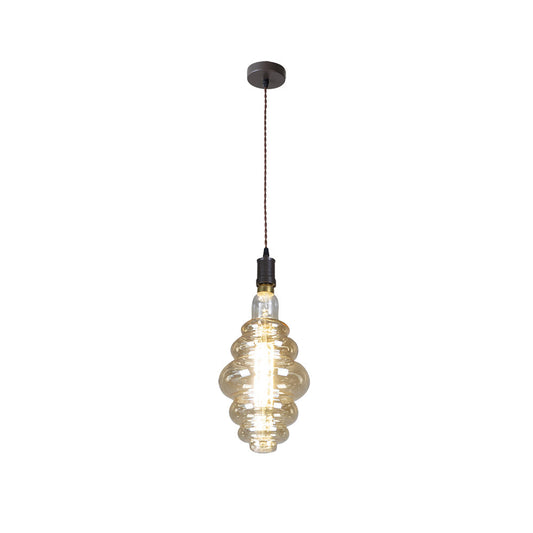 Lámpara Loreto fabricada en Metal color Marrón con detalles en Cristal Ámbar