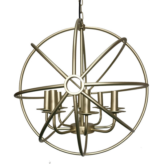 Lámpara Arneses fabricada en metal color oro, ideal para salón
