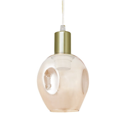 Colgante Meteoro fabricado en Metal color Ámbar, con detalles en cuero