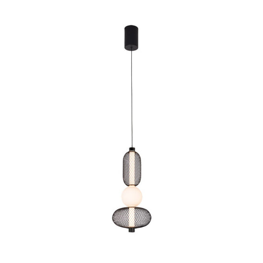 Lámpara Colgante LED Mimosa 13W Negro Metal y Cristal Fabrilamp - vista principal | Fabrilamp / Abrila