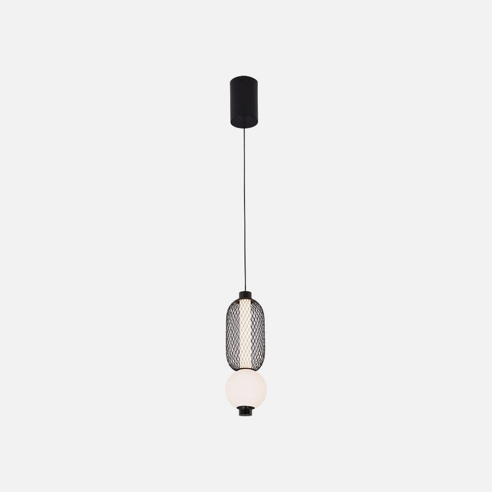 Lámpara Mimosa fabricada en Metal color Negro con tulipa de Cristal