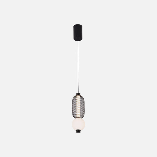 Lámpara Mimosa fabricada en Metal color Negro con tulipa de Cristal