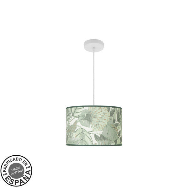 Colgante Moda Blanco/Verde E27 de Fabrilamp, diseño moderno y elegante para iluminar tu hogar. Disponible en luzguru.com